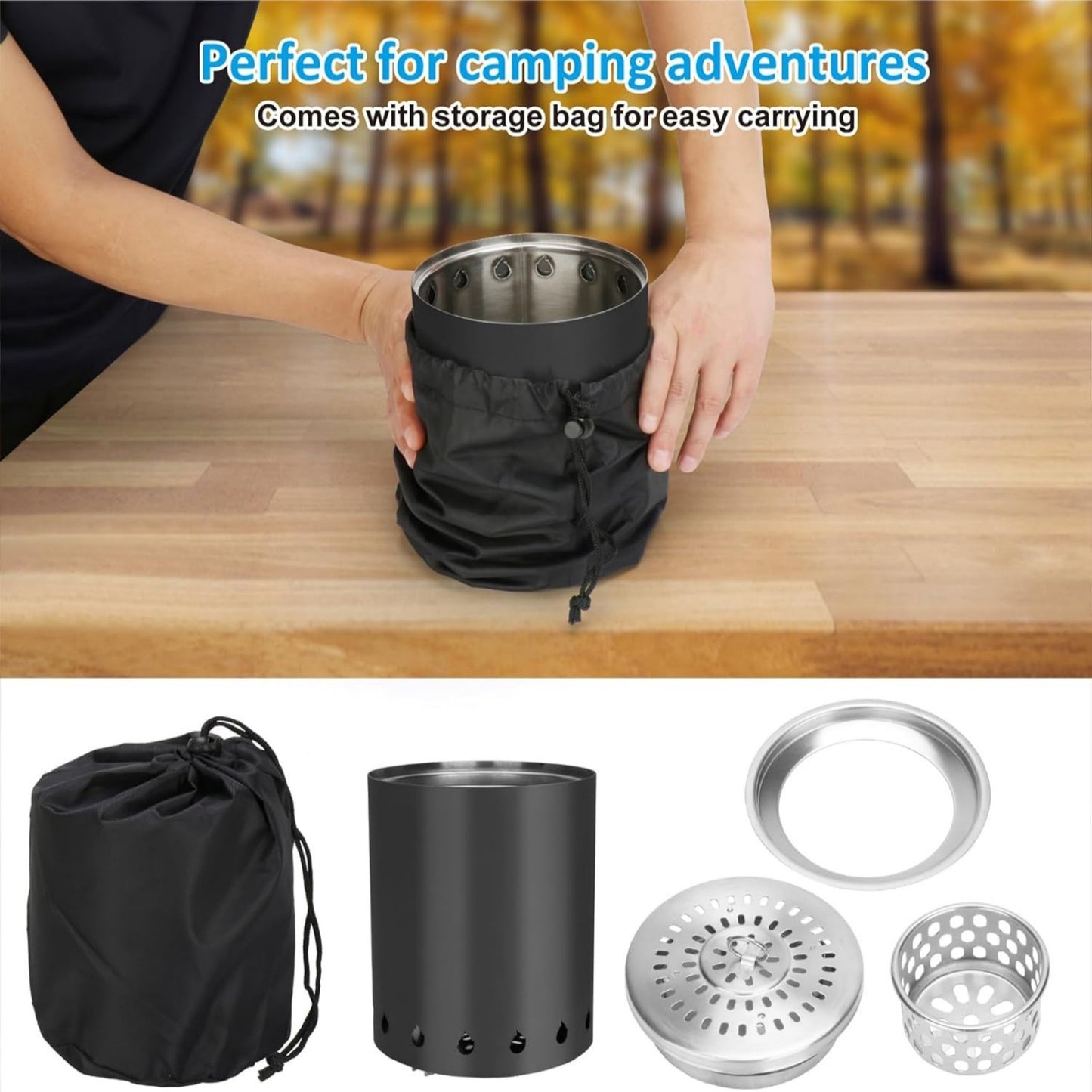Black Outdoor Mini Fire Pit β Sleek Design, Stainless Steel Build, Compact & Powerful for Camping & Patio Use