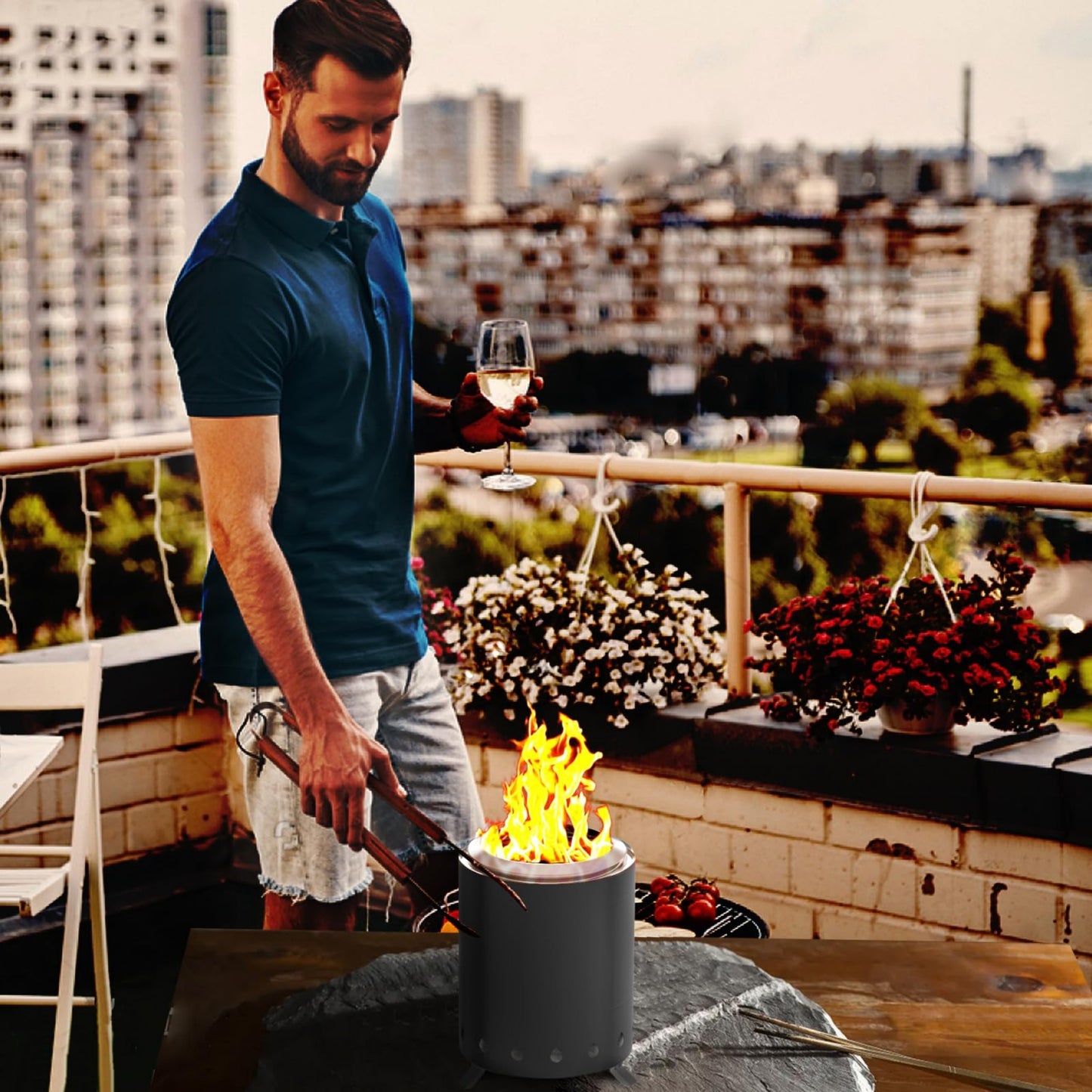 Black Outdoor Mini Fire Pit β Sleek Design, Stainless Steel Build, Compact & Powerful for Camping & Patio Use