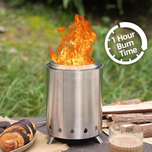 Stainless Steel Fire Pit Portable Wood Burning Stove – Multi-Fuel, Compact, Ideal for Camping, Hiking, Backyard Cooking